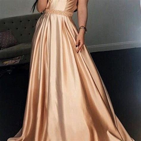 Gold Satin Off The Shoulder Prom Dresses Long A Line Evening Dresses