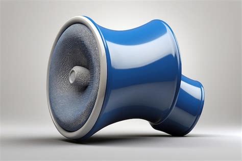 Blue And White Colored Megaphone Speaker View From Different Angles