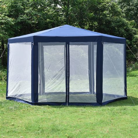 Hexagonal Gazebo Outdoor Patio Canopy With Mosquito Net 3 Colors