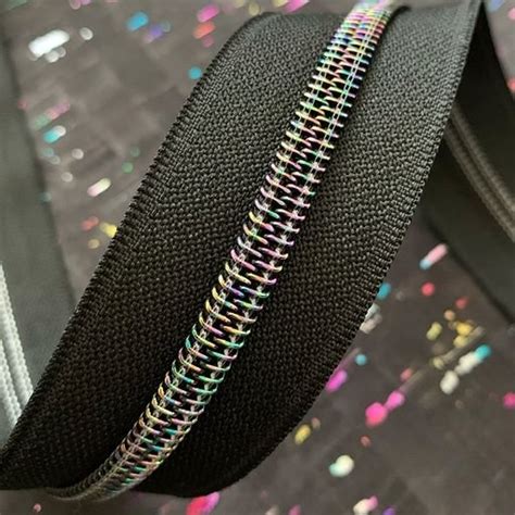 Black Zipper Tape With Iridescent Teeth Stitch By Stitch