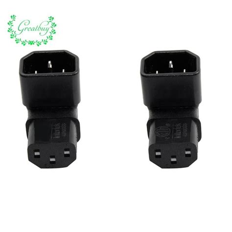 2X IEC Male C14 To Up Right Angled 90 Degree IEC Female C13 Power