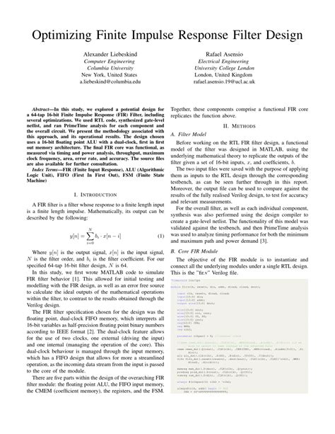 (PDF) Optimizing Finite Impulse Response Filter Design