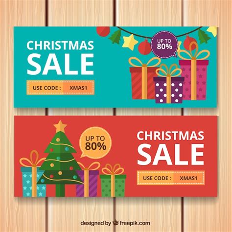 Banners navideños de rebajas Vector Gratis