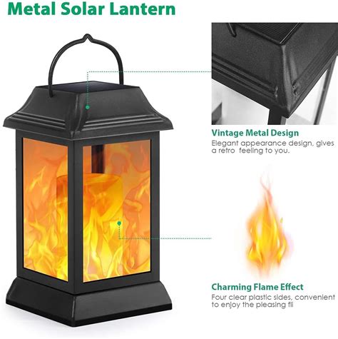 TomCare Farol Solar De Llama Parpadeante De Metal Con Luces Solares De