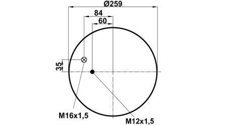 Пневморессора 4884 без стакана 344884 1S верх шп M12х1 5 штуц M16х1