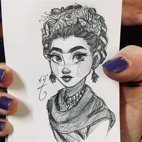 Maureen Narro On Instagram Frida💜” Art Drawings Sketches Pencil Cool