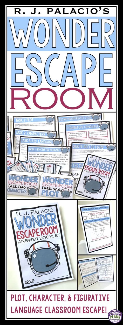 Wonder Escape Room Novel Activity Novel Activities Wonder Novel