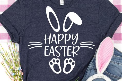 Happy Easter With Bunny Ears And Feet Svg Dxf