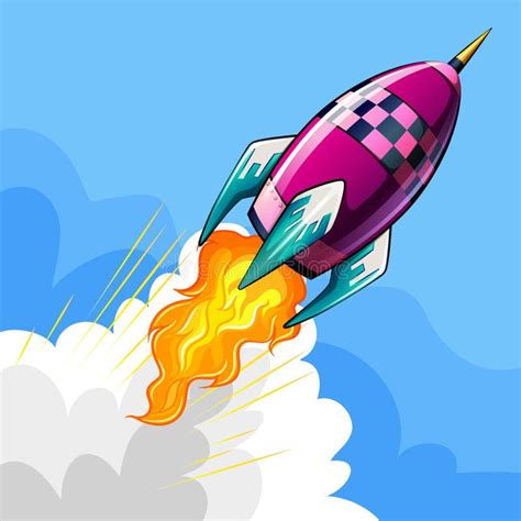 Rocket Flying Through Outer Space Stock Vector Illustration Of Outer