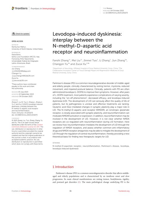 Pdf Levodopa Induced Dyskinesia Interplay Between The N Methyl D