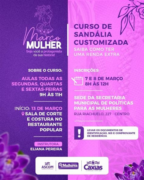 Mulher Smpm Abre Inscri Es Para O Curso De Sand Lia Customizada Nos