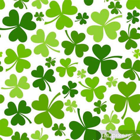 Wall Mural St Patrick S Day Vector Seamless Background With Shamrock