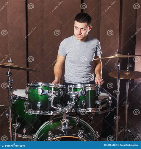 Guy Playing The Drums Stock Photo - Image: 53186122