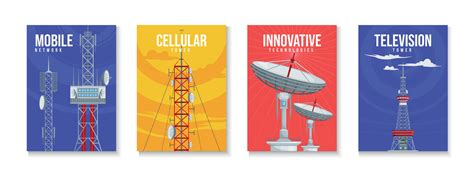 Communication Towers Poster Set 24853309 Vector Art At Vecteezy