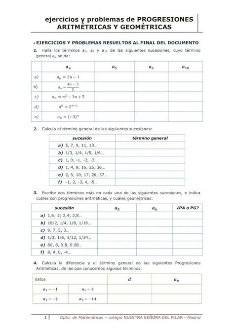 PDF Ejercicios Y Problemas De PROGRESIONES PDF Fileejercicios Y