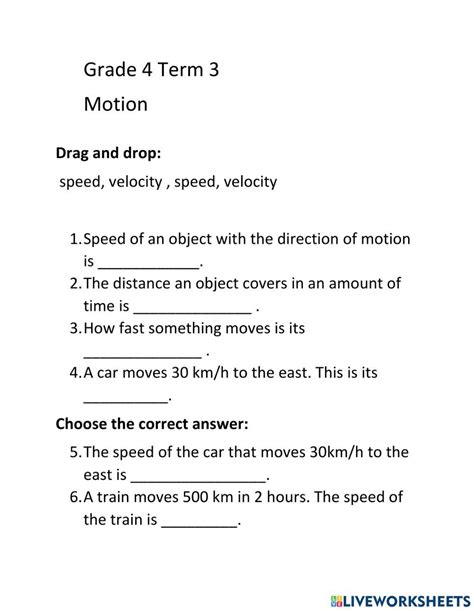 Speed Velocity And Acceleration Worksheet Algebra Worksheets St Grade