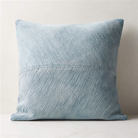 Convey Faded Denim Pillow With Feather Down Insert Cb Suede