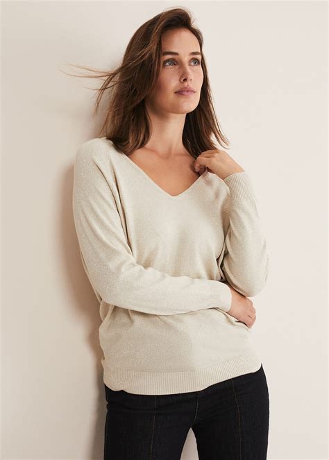 Senita V Neck Lurex Jumper