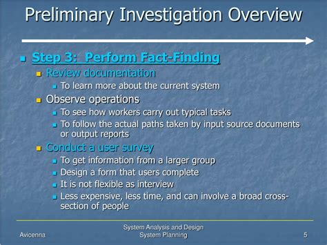 Preliminary Investigation Definition Steps Analysis