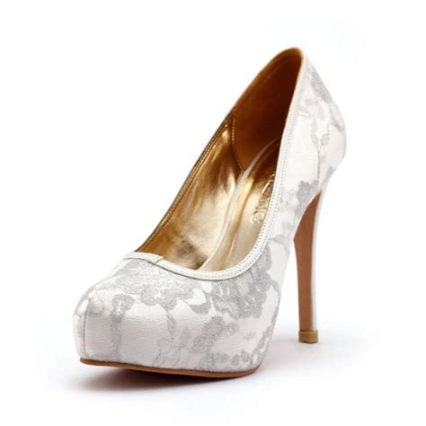 Lady Romance Ivory Closed Toe Wedding Heels White Wedding Shoes With