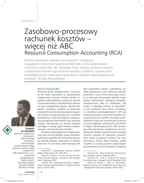 Zasobowo Procesowy Rachunek Koszt W Wi Cej Ni Abc Pdf Darmowe Pobieranie