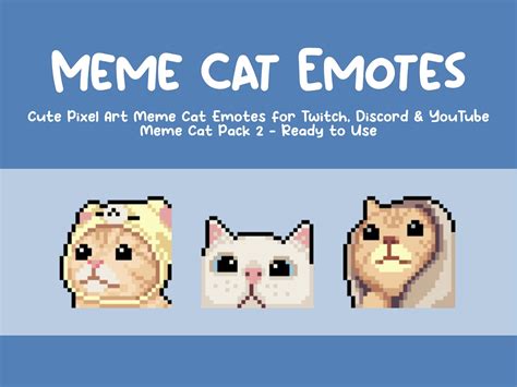 3 Pixel Art Cat Meme Emotes For Twitch And Discord Ready To Use Etsy