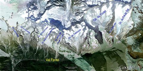 Google Earth Glaciers In Val Ferret Courmayeur Mont Blanc