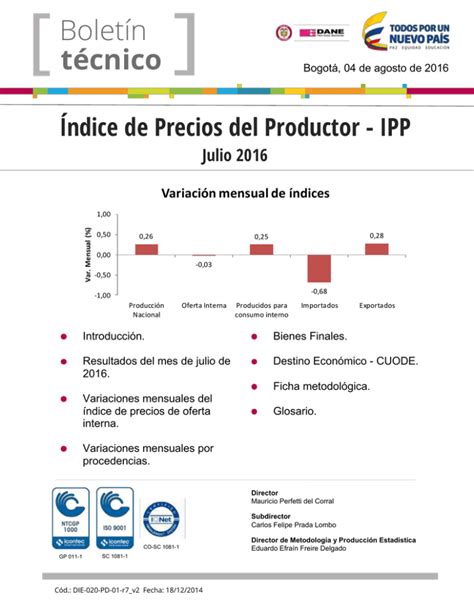 Boletín Técnico Índice de Precios del Productor IPP