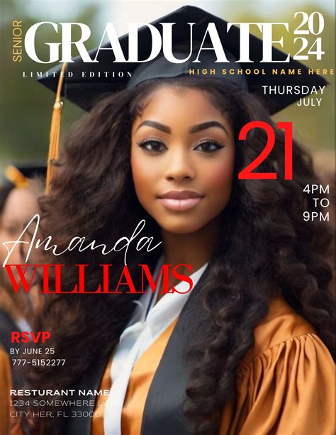 School Graduation Announcement Magazine Cover Graduation Invitation