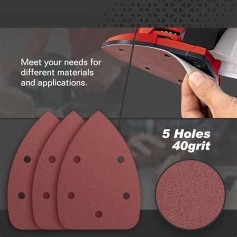 50PCS Mouse Detail Sander Sandpaper 40 Grits Triangle Sanding Pads 5