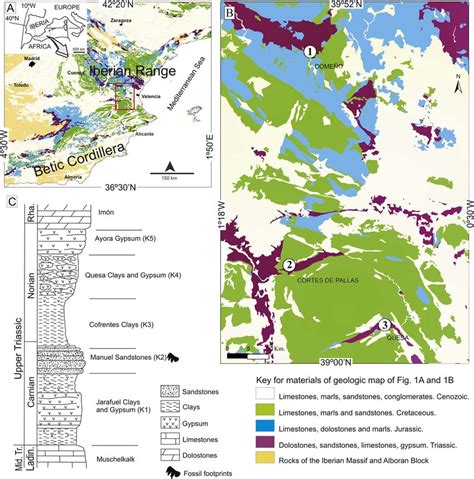 Geological Setting A Distribution Of Mesozoic Outcrops Of The