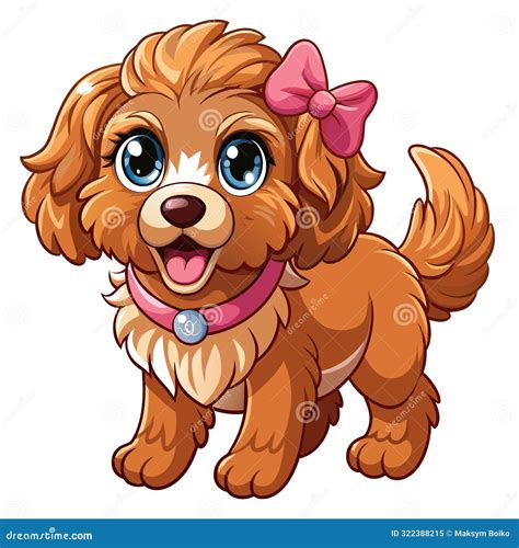 Australian Labradoodle Dog Play Vector Kawaii Stock Vector