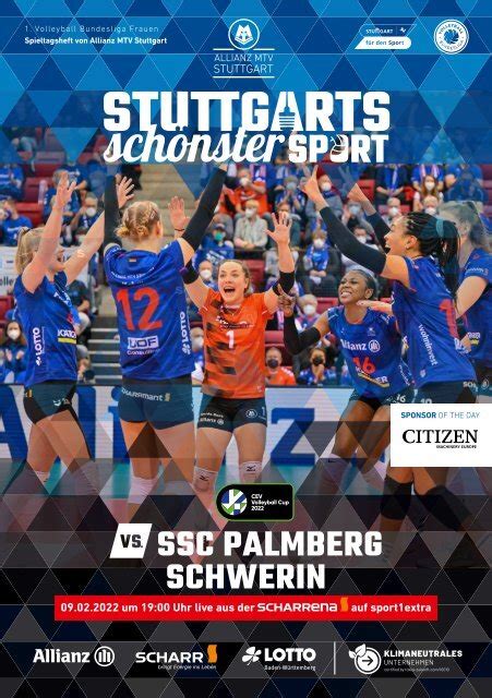 Allianz MTV Stuttgart Vs SSC Palmberg Schwerin Spieltagsheft CEV