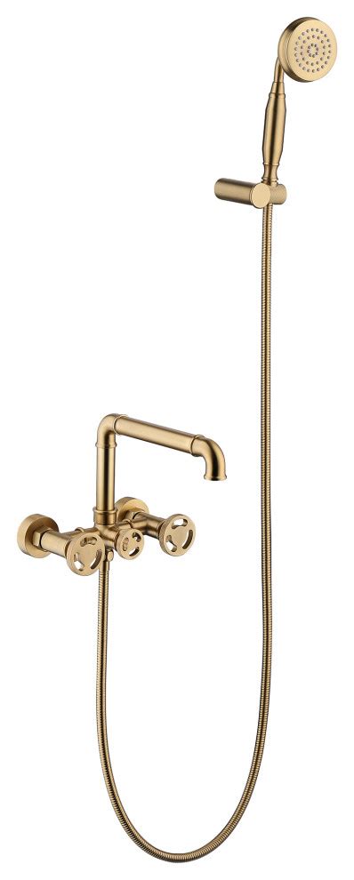 Wall Mount Tub Faucet With Handheld Shower Transitional Tub And Shower Faucet Sets By