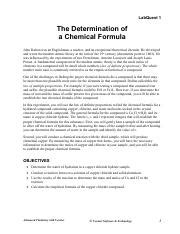 Chem A Chemical Formula Edited Pdf Labquest The Determination Of