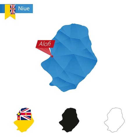 Premium Vector Niue Blue Low Poly Map With Capital Alofi