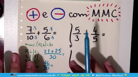 ADIÇÃO E SUBTRAÇÃO DE FRAÇÕES MMC Minuto Matemática YouTube