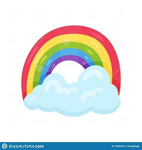 Leuke Multicolored Regenboog Met Grote Blauwe Wolk Weersymbool