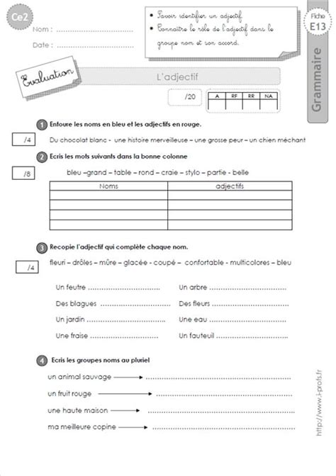 Le Genre Et Le Nombre Des Adjectifs Exercices