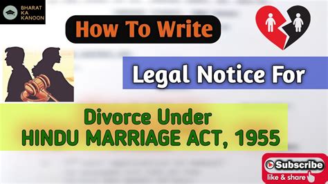 How To Write Legal Notice For Divorce Hindu Marriage Act 1955