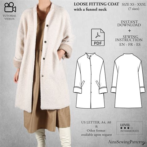 Women Coat Pattern Winter Coat Pattern Long Coat Sewing Etsy Canada