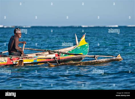 Vezo Dugout In The Lagoon Of Tsifota Southwestern Madagascar Stock