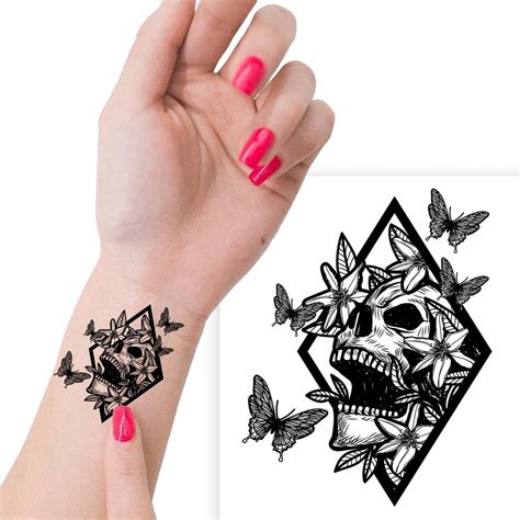 Tatua Zmywalny Tymczasowy Skull Wiele Wzor W Mix Stylecouture