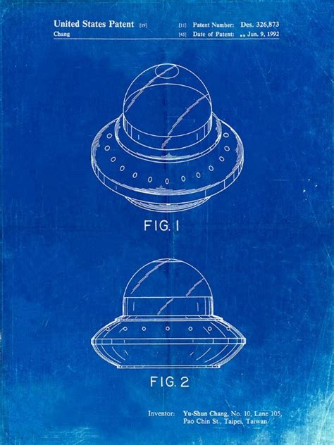 Somerset House Images Pp Faded Blueprint Flying Saucer Poster