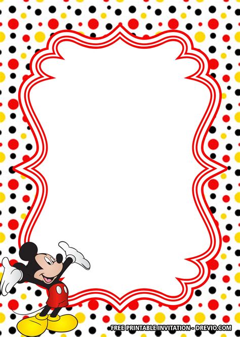 FREE Polkadot Mickey Mouse Invitation Templates Mickey Mouse