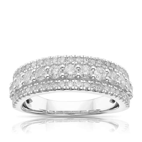 18ct White Gold 1ct Diamond Triple Row Eternity Ring Ernest Jones