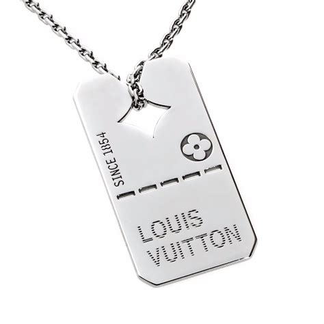 Louis Vuitton Dog Tag White Gold Necklace – Opulent Jewelers