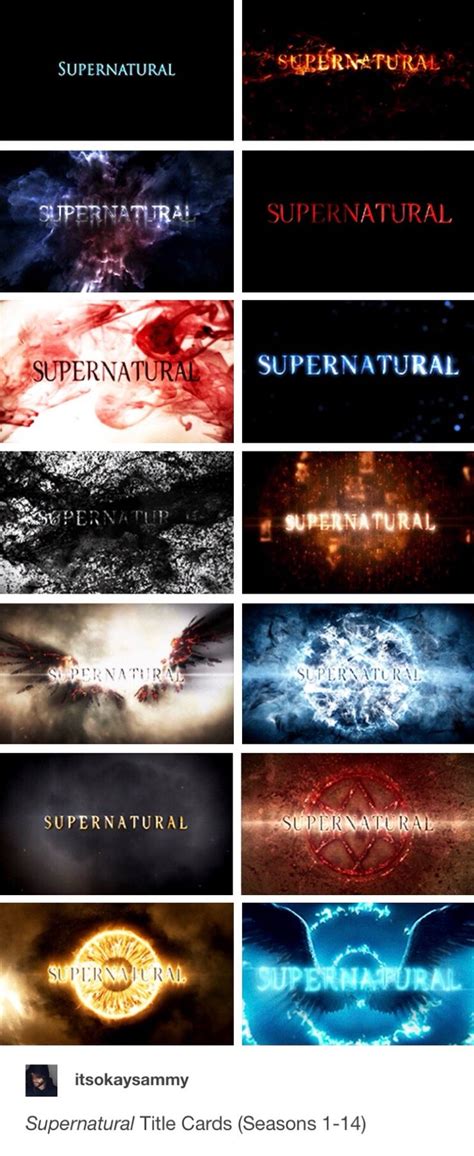 Supernatural Title Cards Seasons 1 14 Supernatural Supernatural Nails Supernatural Funny