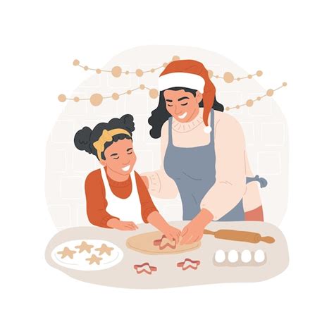 Hacer Galletas De Navidad Ilustración Vectorial De Dibujos Animados Aislados Vector Premium