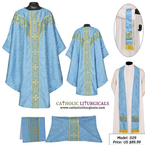 MCC Marian Blue Gothic Vestment Mass Set Marian Blue Low Mass Set